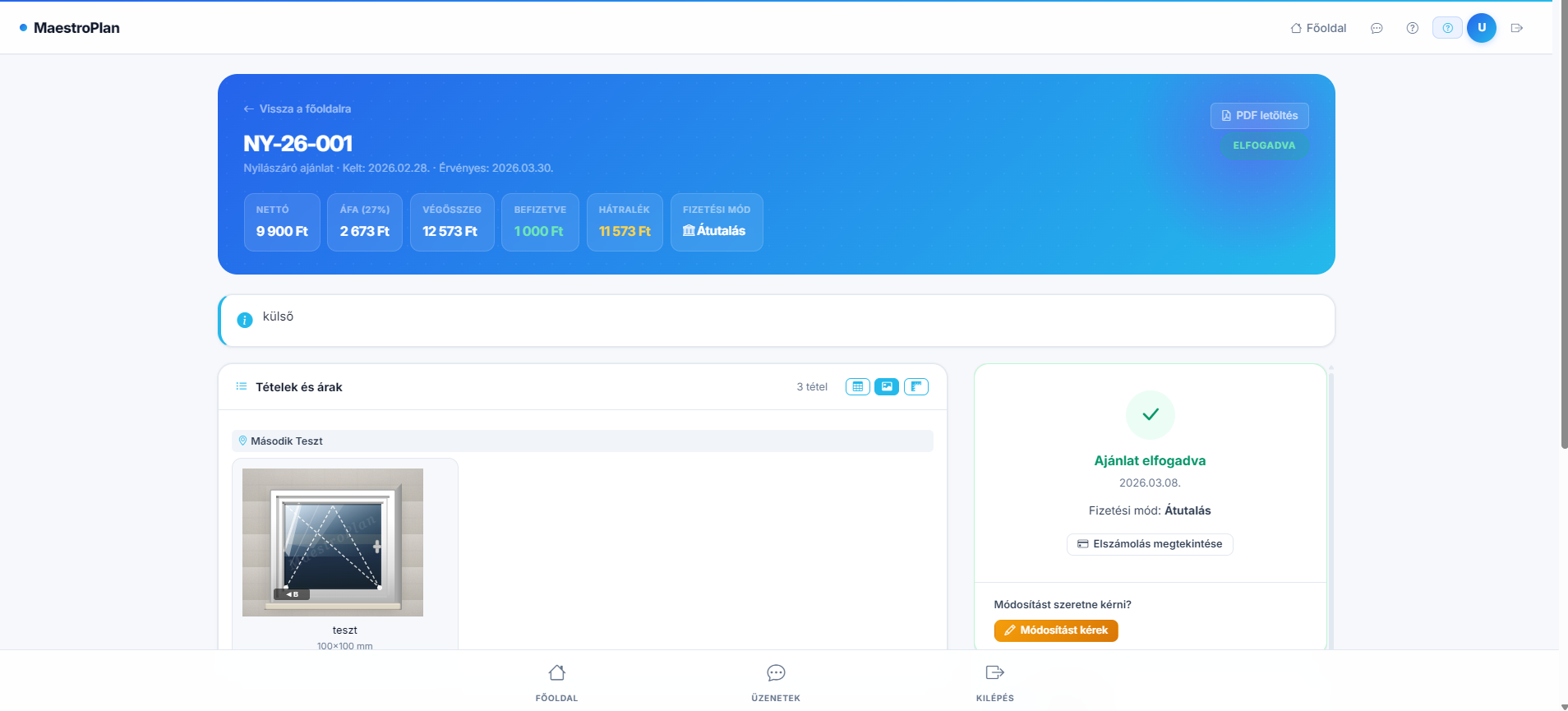 MaestroPlan ügyfélportál – illusztráció nézet