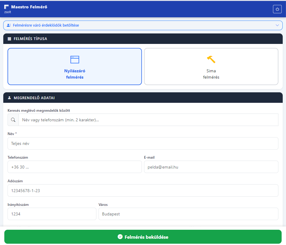 MaestroPlan ügyfélportál – elfogadott ajánlat és fizetési összesítő